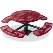 3 Seat 46 Inch Single Pedestal. ADA Square Table Inground Perforated