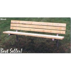 8 foot Treated SYP Slats Bench with Back Inground